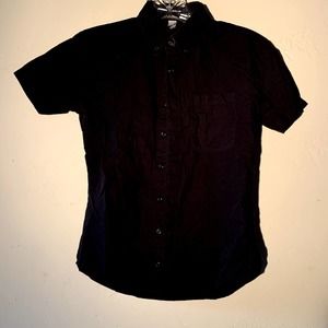 american apparel black button up short sleeve shirt with collar size xxs